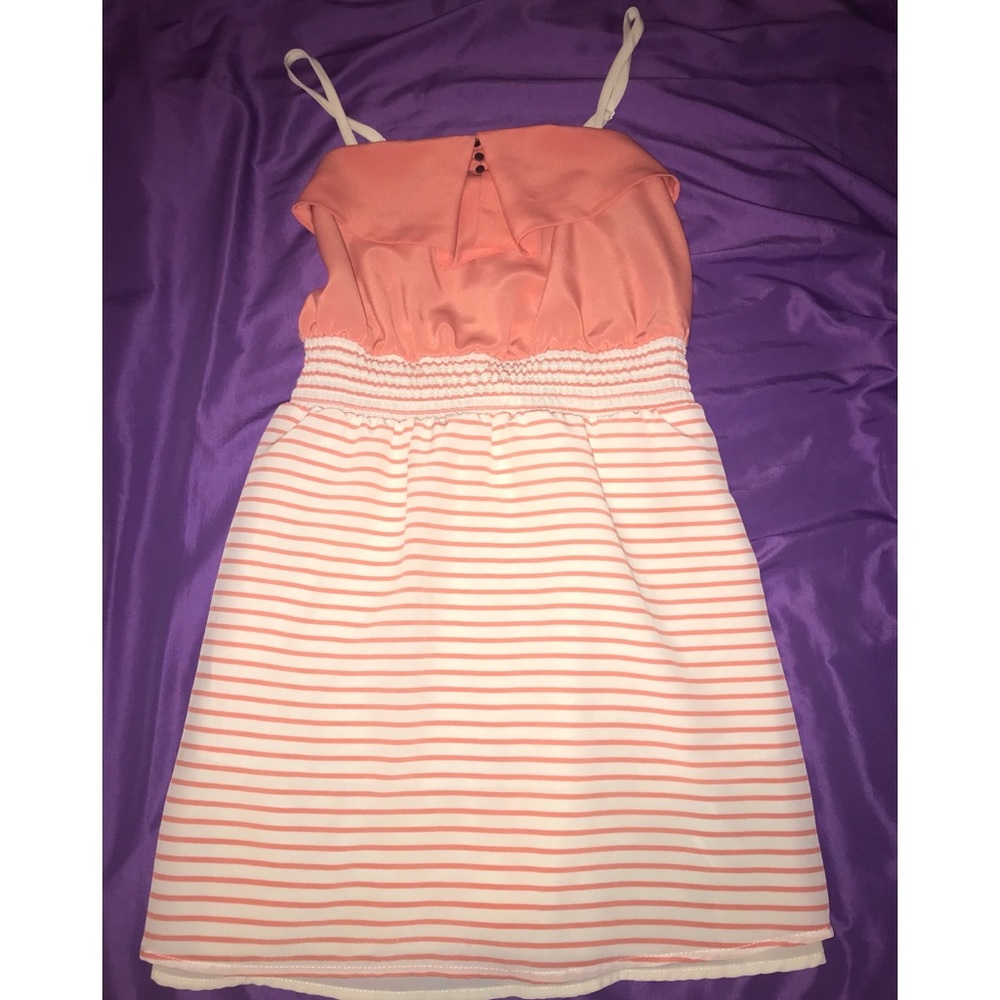 salmon and white dress from Xhilaration